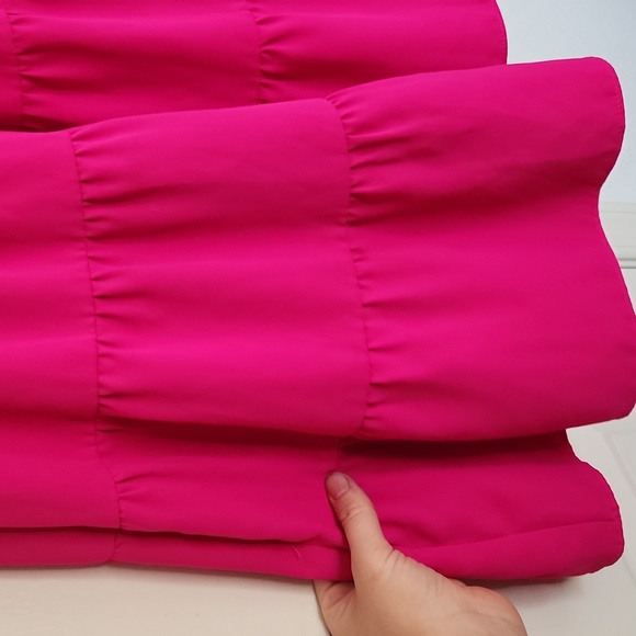 Amanda Uprichard Hot Pink Nadia Turtleneck Flowy Mini Dress Size Large - Picture 7 of 11